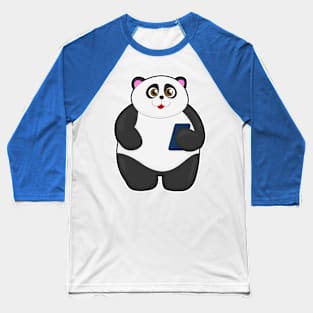 Panda with Mobile phone Baseball T-Shirt